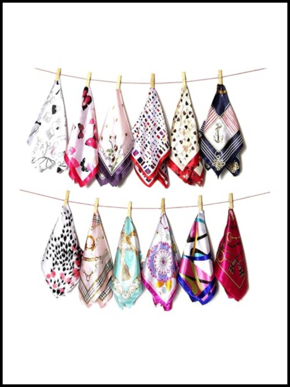 Square Silk Scarf Set 10pc Satin Hair Headband Handkerchief Wrap 50cm